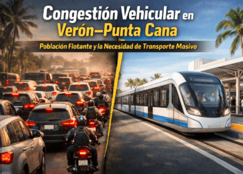 Congestión vehicular en Verón–Punta Cana: población flotante, movilidad laboral y la urgencia del transporte masivo.